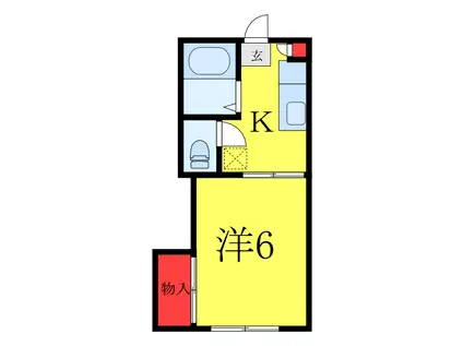 ハイツトラスティ第2(1K/1階)の間取り写真