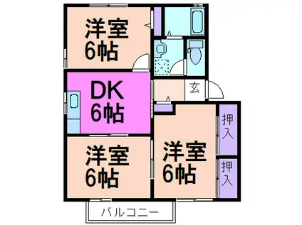 ラフォーレ・いずみ野F(3DK/1階)の間取り写真
