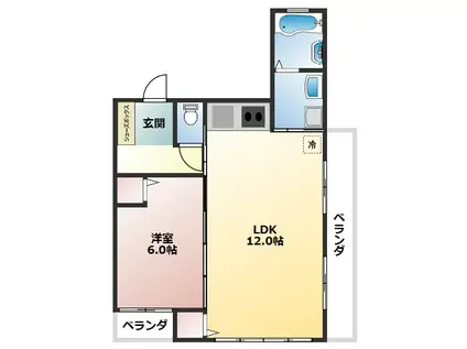 金子ビル(1LDK/4階)の間取り写真