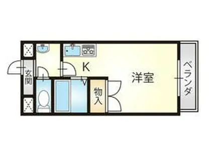 プレジデント鳴神(1K/2階)の間取り写真