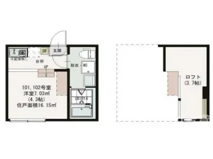 AISIO小岩(ワンルーム/1階)の間取り写真