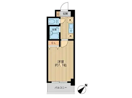 レジディア浦安II(1K/3階)の間取り写真