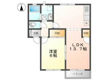 ペンブロークI(1LDK/1階)の間取り写真