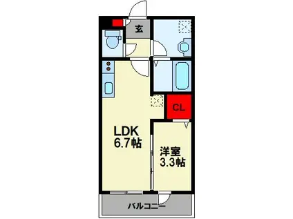 セレーノ柏の森(1LDK/3階)の間取り写真