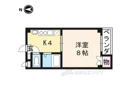 カーサ清明(1K/2階)の間取り写真