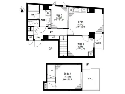 クレア白金高輪(3LDK/2階)の間取り写真