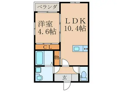 BRAVE BASE行橋(1LDK/1階)の間取り写真