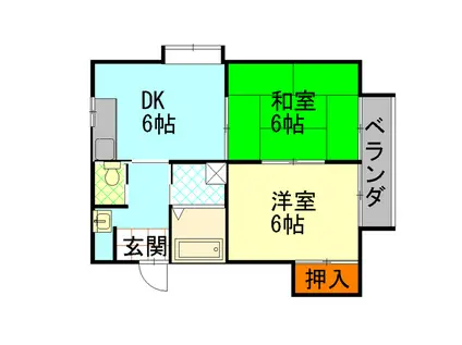 エーデルみわ(2DK/1階)の間取り写真