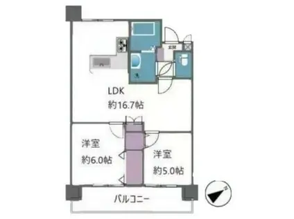 芦穂崎ハイツ(2LDK/3階)の間取り写真