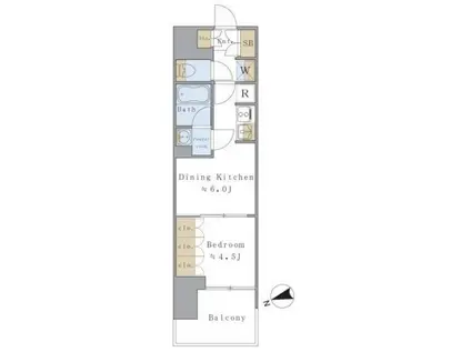 BRILLIA IST駒込(1DK/9階)の間取り写真