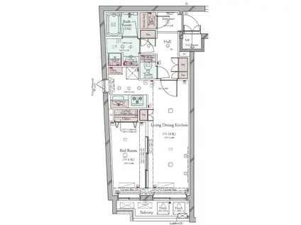 コンシェリア目黒本町 THE RESIDENCE(1LDK/2階)の間取り写真