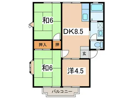 セヌマビラ小田原B(3DK/2階)の間取り写真