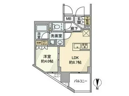 ネベル三鷹(1LDK/4階)の間取り写真