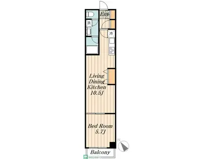 グラチチュード(1LDK/1階)の間取り写真