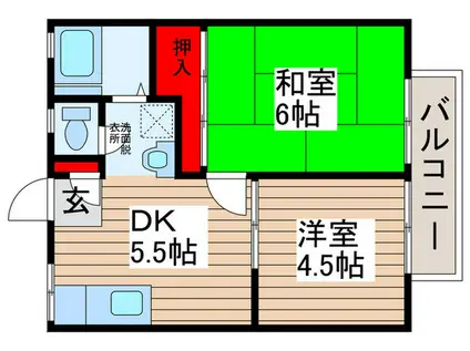オオクマハイツ(2DK/1階)の間取り写真