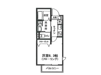 サンヒルズ旗の台(1K/1階)の間取り写真