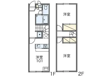 レオパレス木上II(2DK/1階)の間取り写真