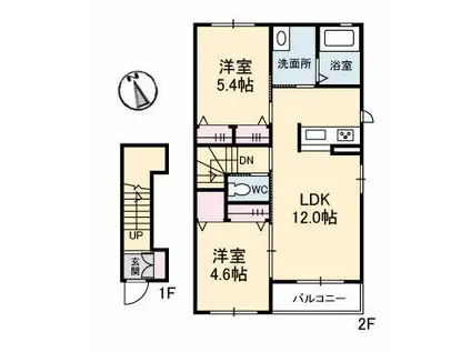 アプリコット II(2LDK/2階)の間取り写真