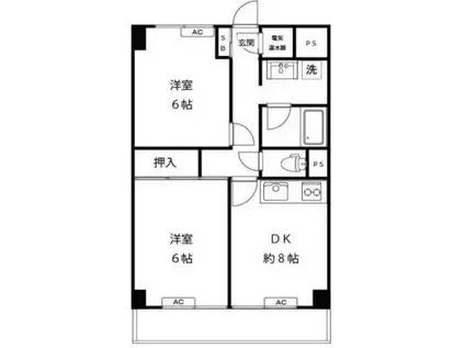 朝日千歳船橋ホーム(2DK/5階)の間取り写真