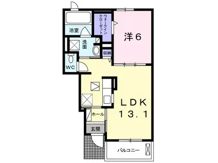 オベリスI(1LDK/1階)の間取り写真