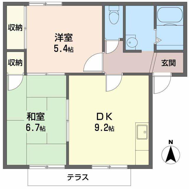 フレグランス滝野(2DK/1階)の間取り写真