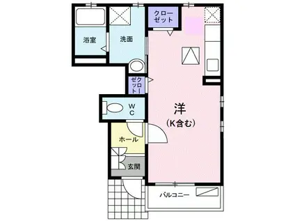 カーサ・エフィシエンシー(ワンルーム/1階)の間取り写真