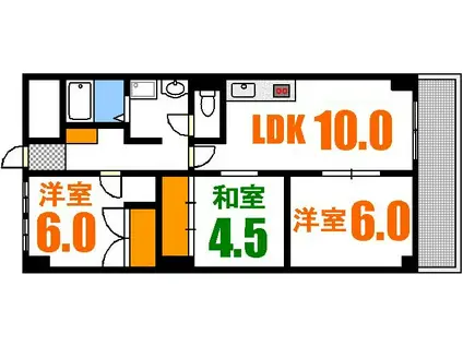 ベルクール比治山(3LDK/3階)の間取り写真