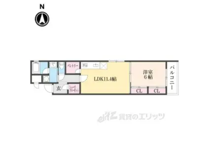 フォレスト油小路四条(1LDK/5階)の間取り写真