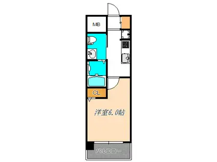 エステムプラザ大阪城パークフロント(1K/6階)の間取り写真