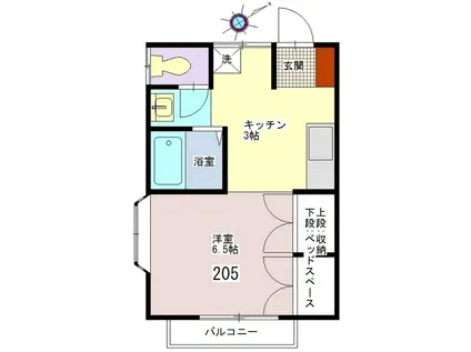 エミールハイツ(1K/2階)の間取り写真