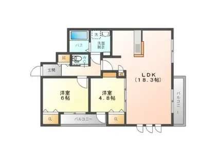 リアンコート(2LDK/2階)の間取り写真