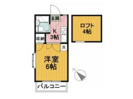 サンテラス白楽(1K/2階)の間取り写真