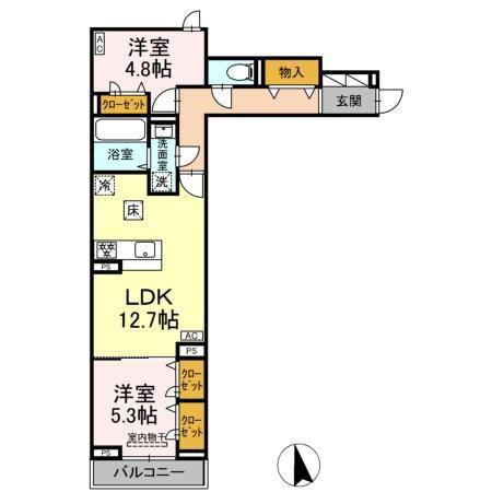 セレスティア竹ノ塚II(2LDK/1階)の間取り写真