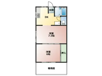 サンライフ船上(2K/1階)の間取り写真