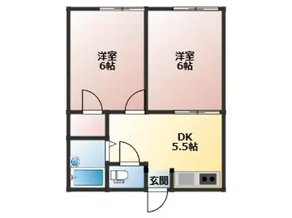 アヅマセントラルスクエア(2DK/2階)の間取り写真