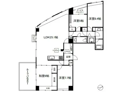 ネクサスシーサイド百道2号棟 607(4LDK/10階)の間取り写真
