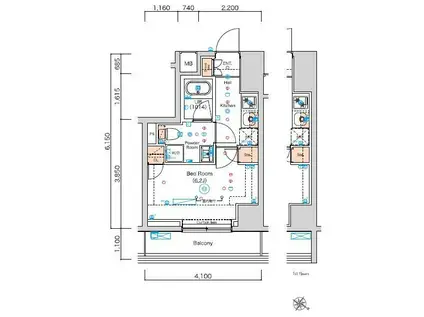 スクエアシティ横濱大通公園エーゼット(1K/5階)の間取り写真