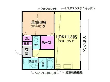 セントロ パエーゼ(1LDK/1階)の間取り写真