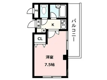 コアティーパートI(1K/3階)の間取り写真