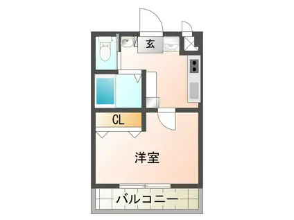 ノースヴィレッジII(1K/2階)の間取り写真