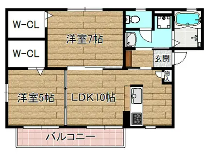 シャーメゾンワイキューブ(2LDK/1階)の間取り写真