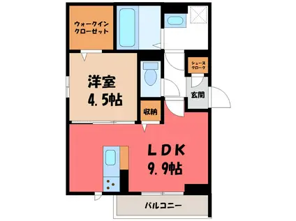 ミレニアセジュール熊谷(1LDK/3階)の間取り写真