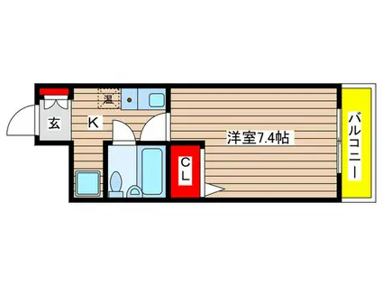 板柳ビル(1K/6階)の間取り写真