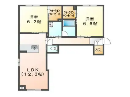 クレストヴェールVII(2LDK/1階)の間取り写真