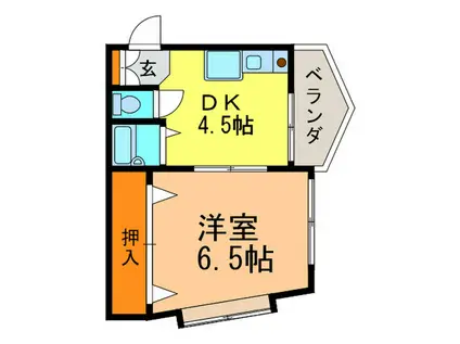 光陽川西マンション(1DK/5階)の間取り写真