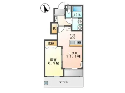 ウエスト HOUSEIII(1LDK/1階)の間取り写真
