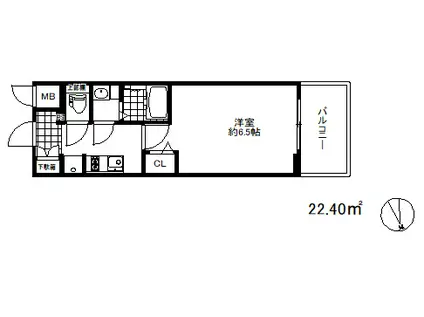 プレサンスザ神戸(1K/5階)の間取り写真