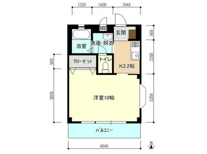 アメニティダビデII(1K/4階)の間取り写真