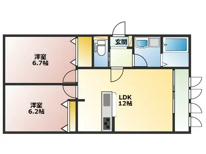 神戸市垂水区東垂水アパート(2LDK/1階)の間取り写真