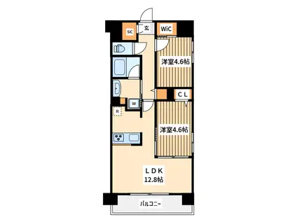 ハビテ本厚木(1SLDK/7階)の間取り写真